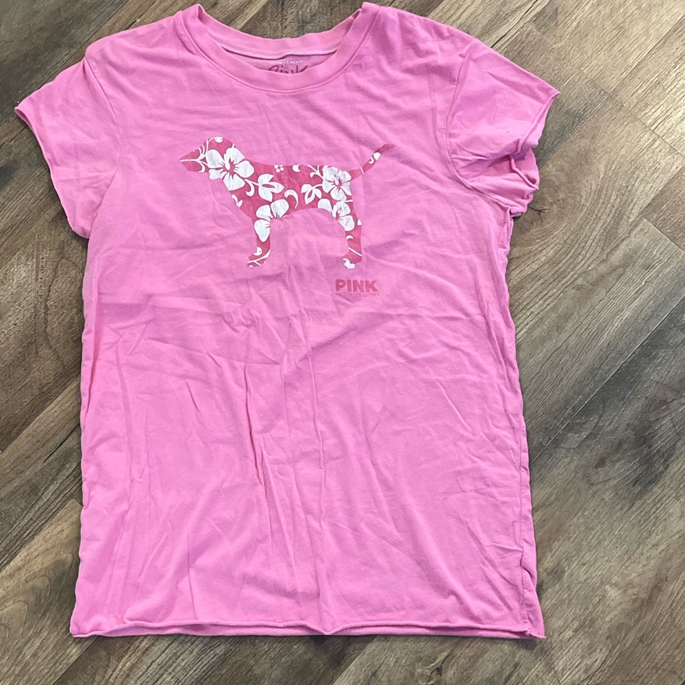 Pink crop sleeve, lightweight T-shirt, size medium large